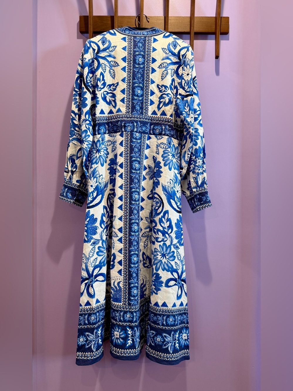 Caroline Constas linen floral tapestry button midi dress M farm rio flora - Picture 3 of 9